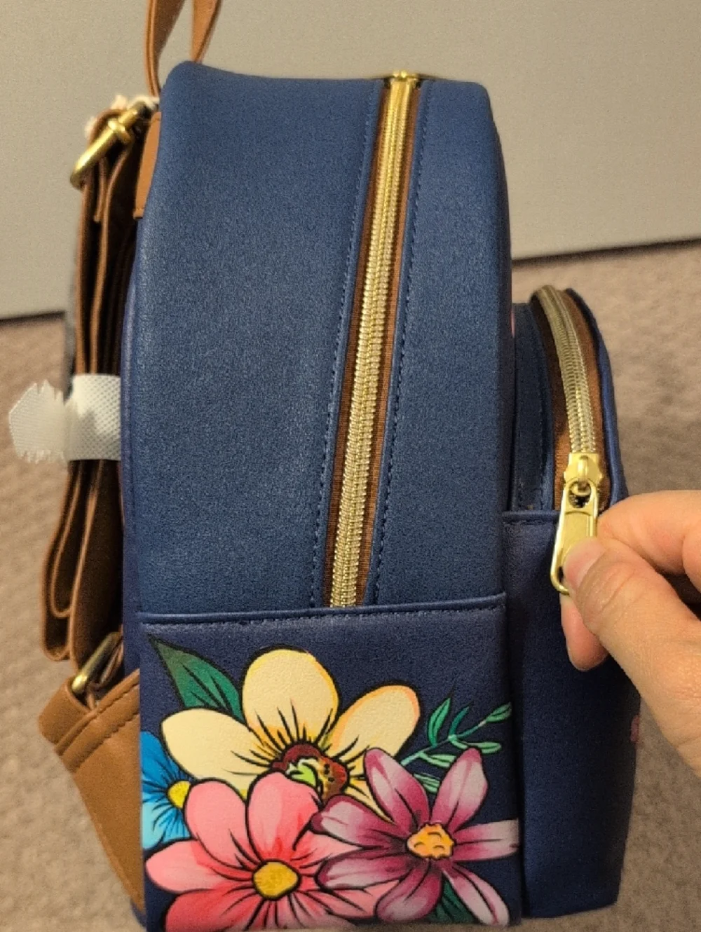 Loungefly Disney Navy Blue Stitch Floral Mini Backpack NWT
